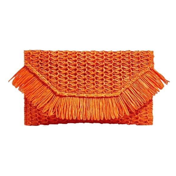 Straw Woven Clutch Lhtweht Summer Vacation Beach Bag Tassel Purse :] - Picture 1 of 5